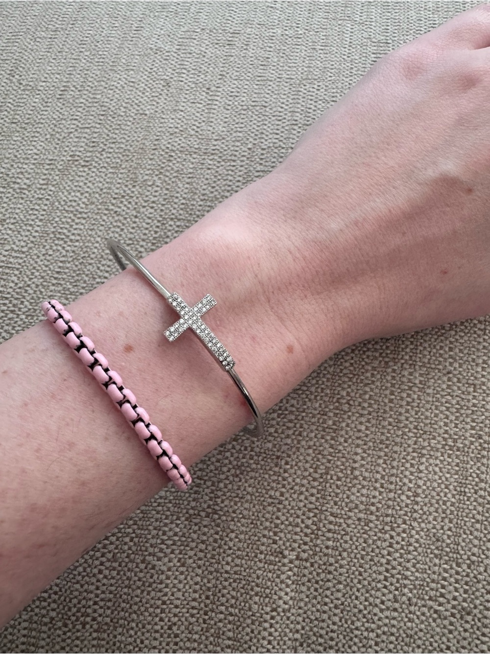 Silver Cross Bangle Bracelet - Women Jewelry